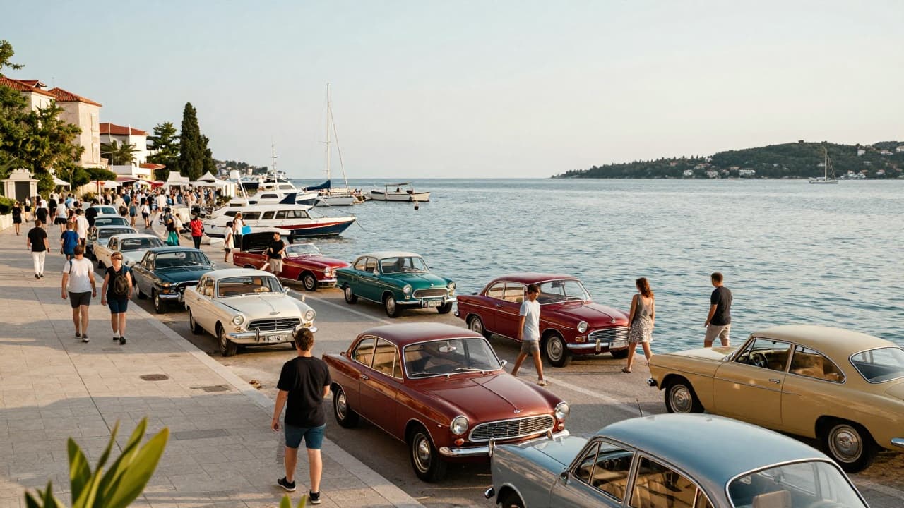 Klasični automobili u novljanskoj luci