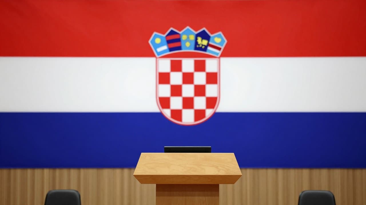 Croatian flag on the podium