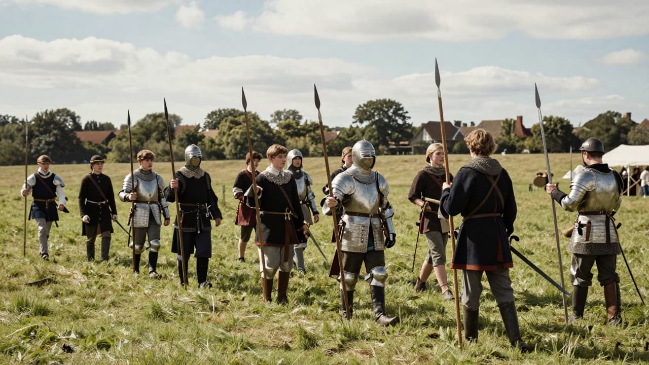 Studentska reenactment bitka na travnatoj površini
