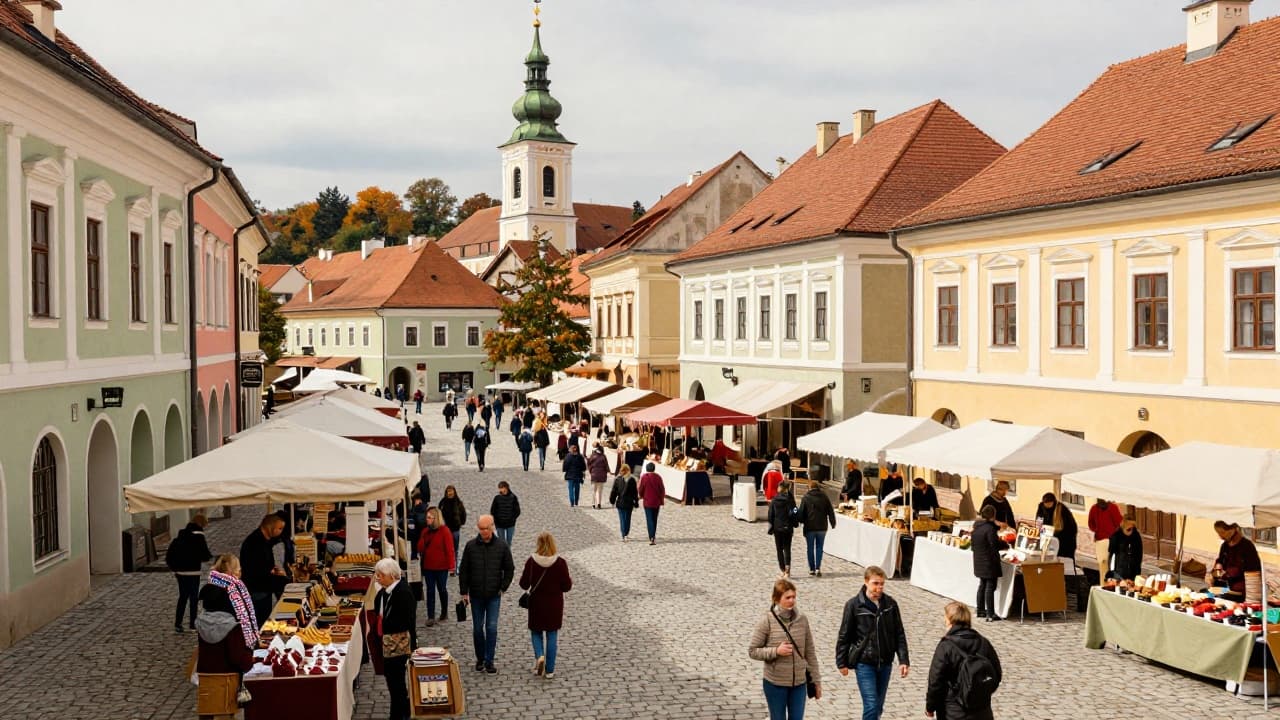 Depiction of the local market in the city center
