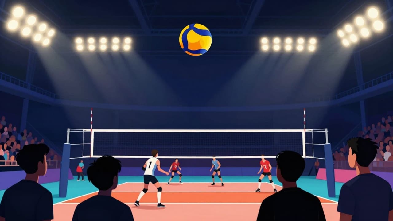 A dynamic moment with the ball in the air