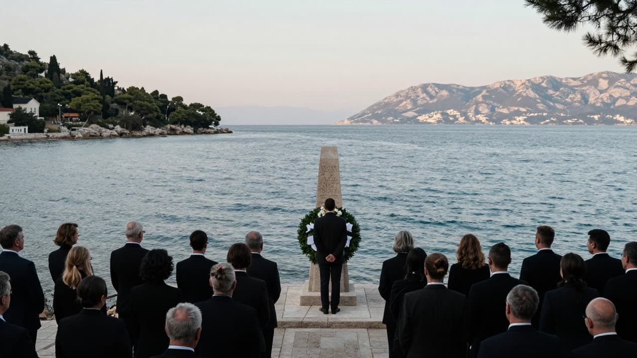 Polaganje vijenca kod spomen obilježja