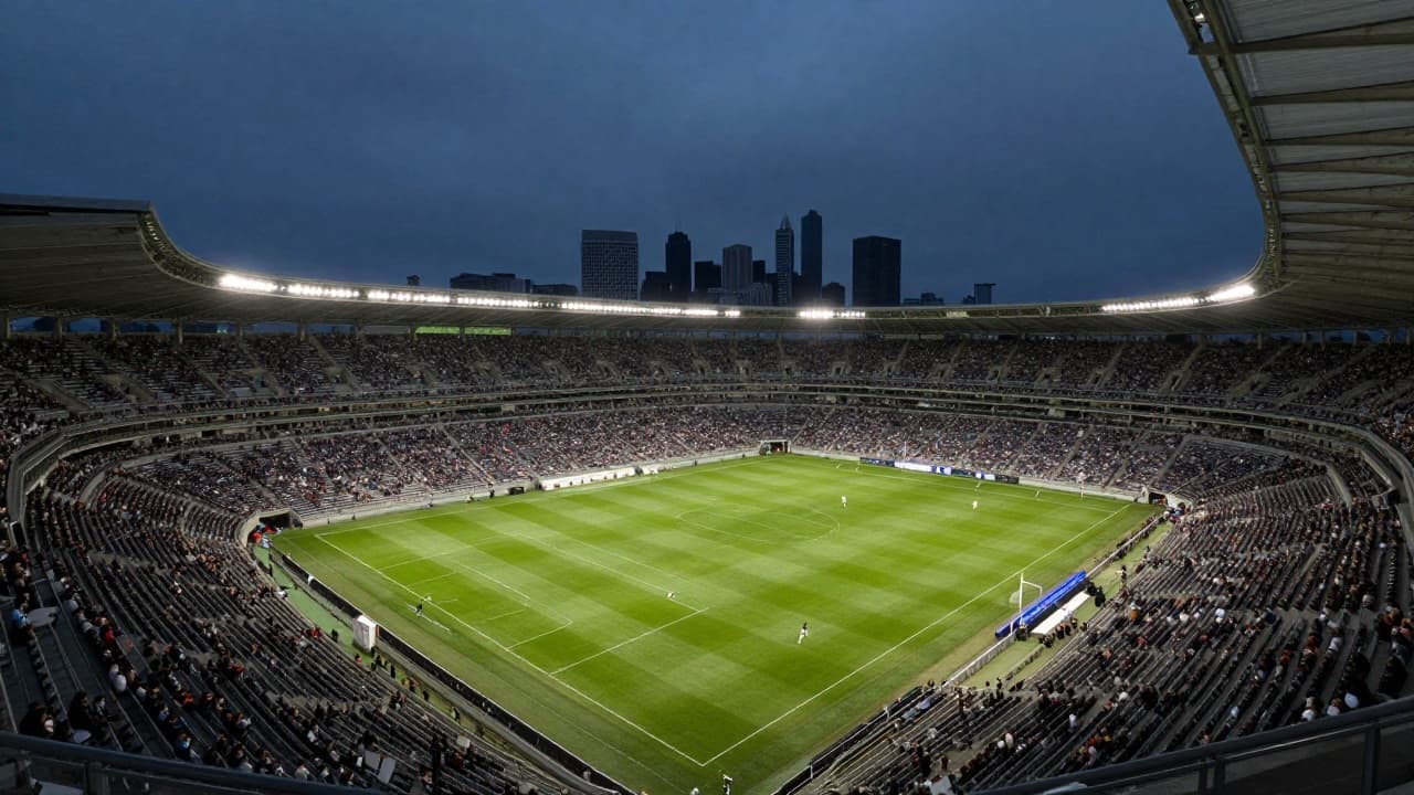 Stadium with stands filled with fans