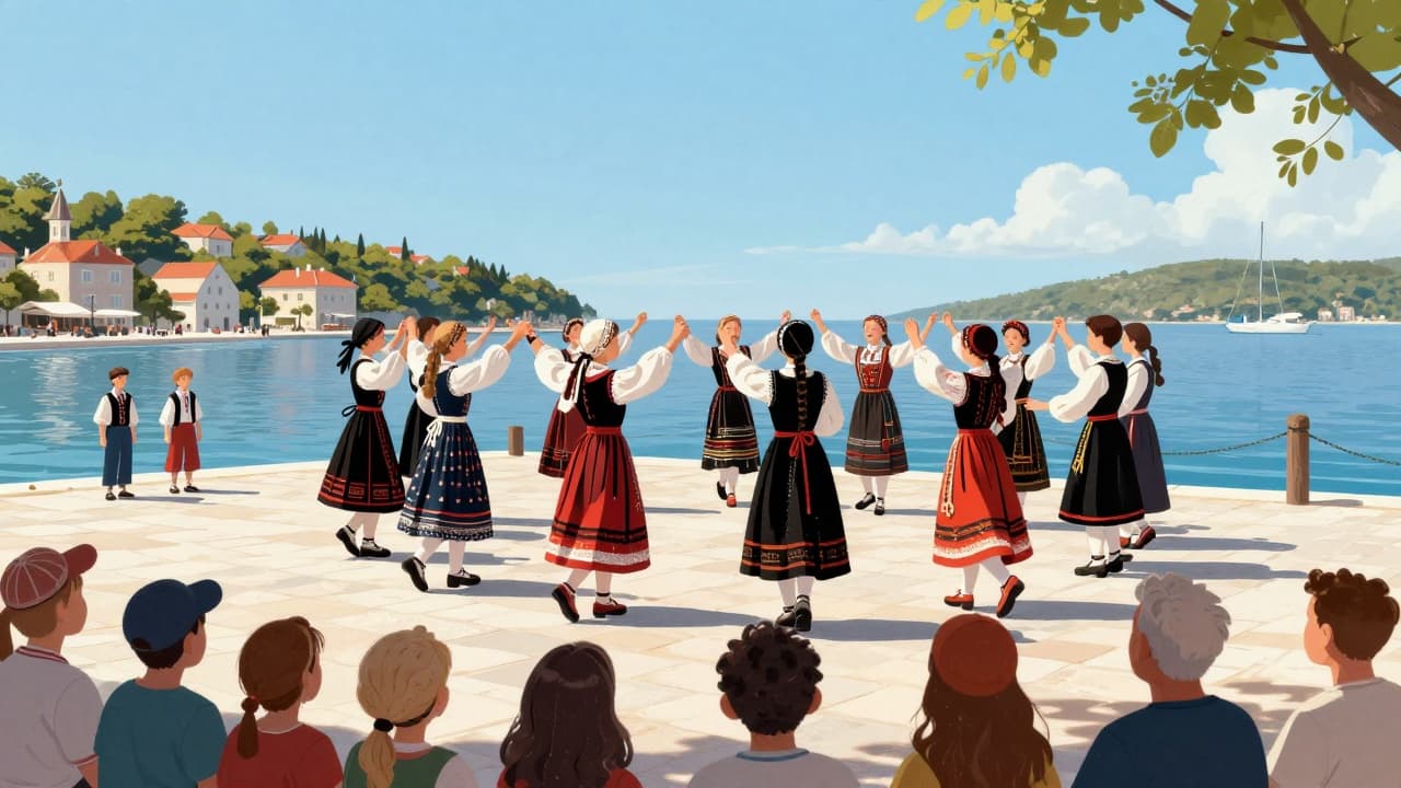 Children's folklore groups on the Slana promenade