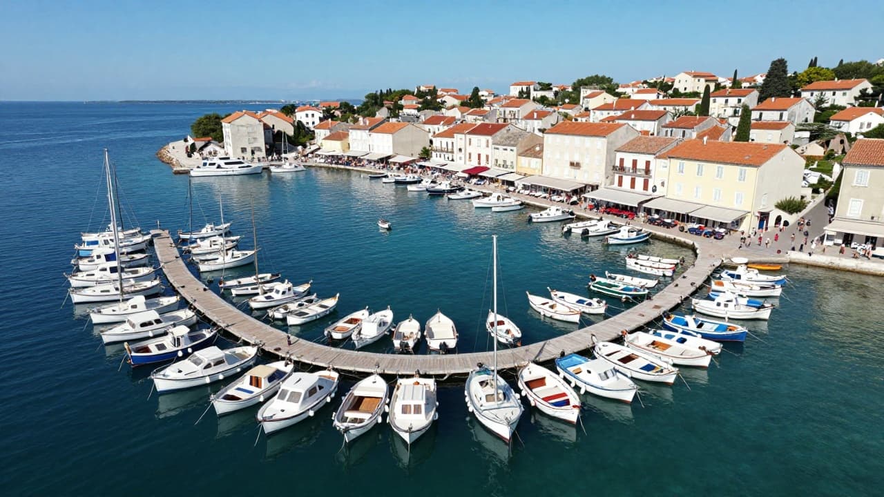 Pogled na marinu s brojnim čamcima