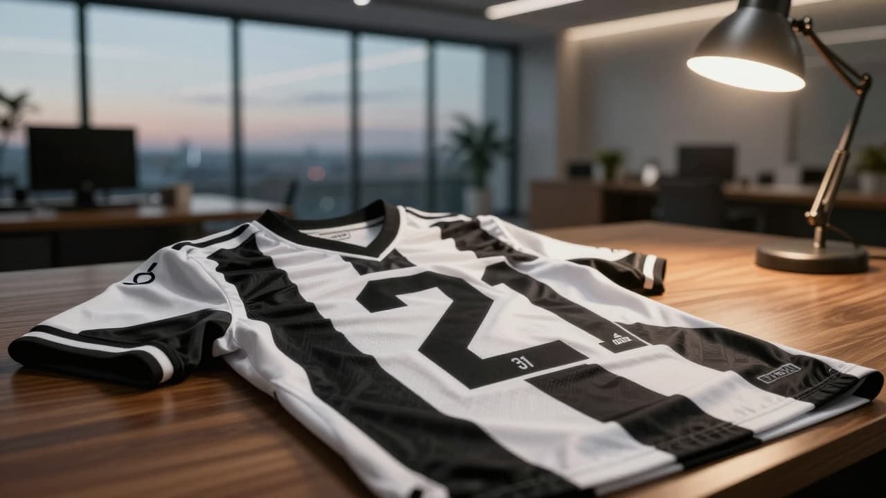 Black and white jersey with number 2 on the table
