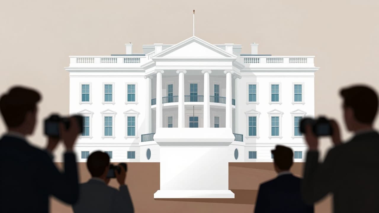 A briefing podium in the White House press room