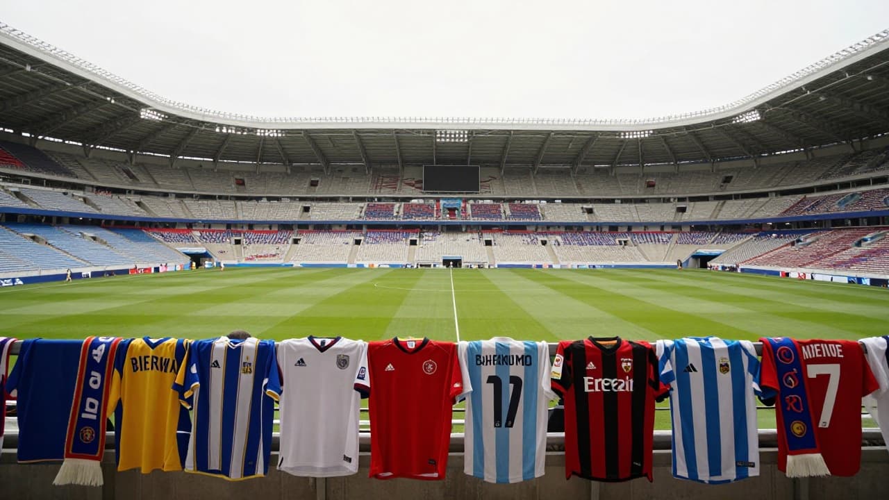The shop window of the football club with fans