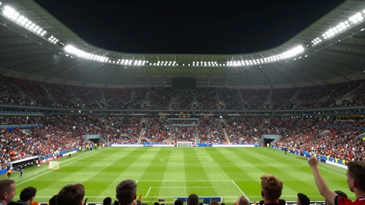 Futbolni stadion pod svjetlima reflektora