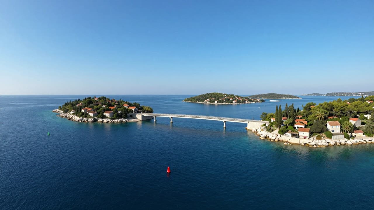 View of the bridge and sea from the air