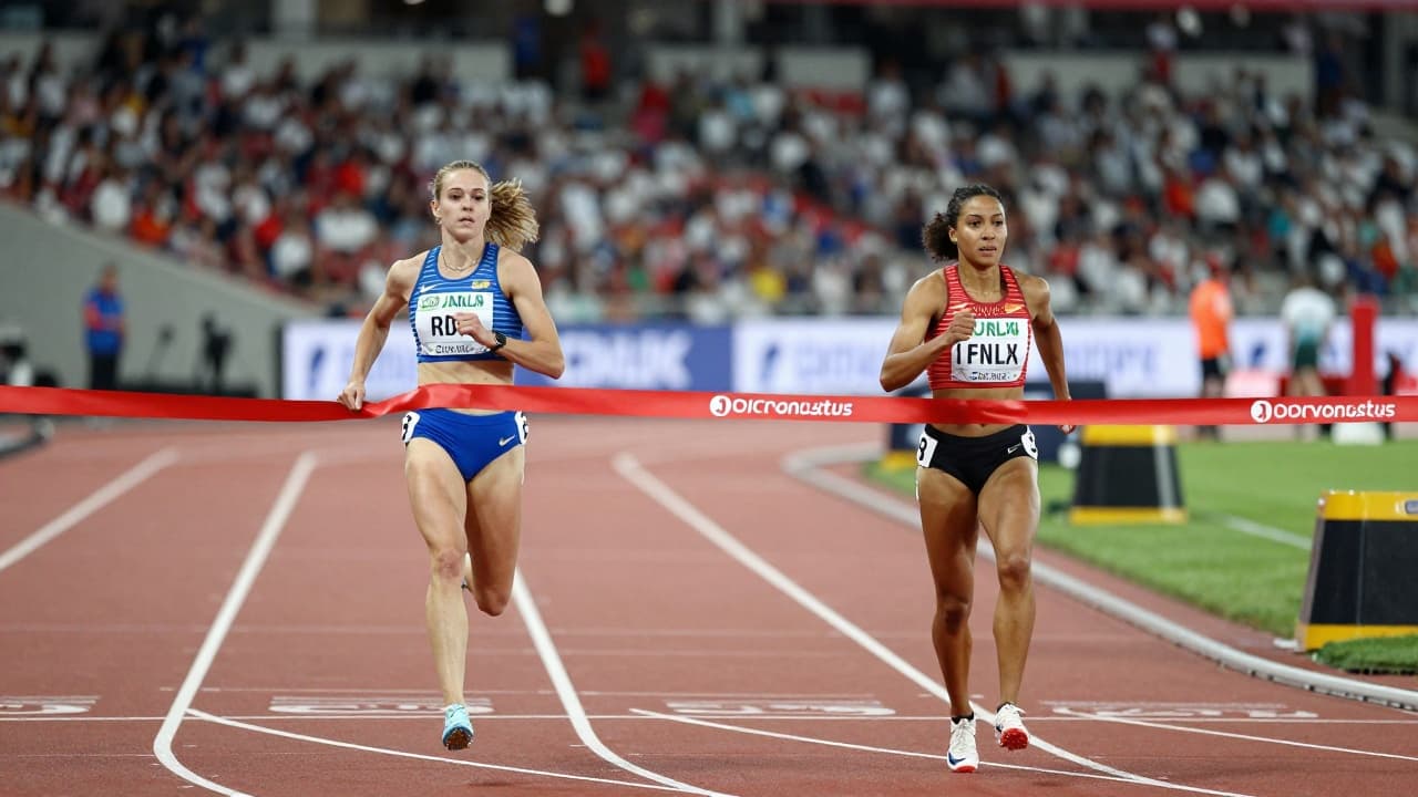 Two runners on the track
