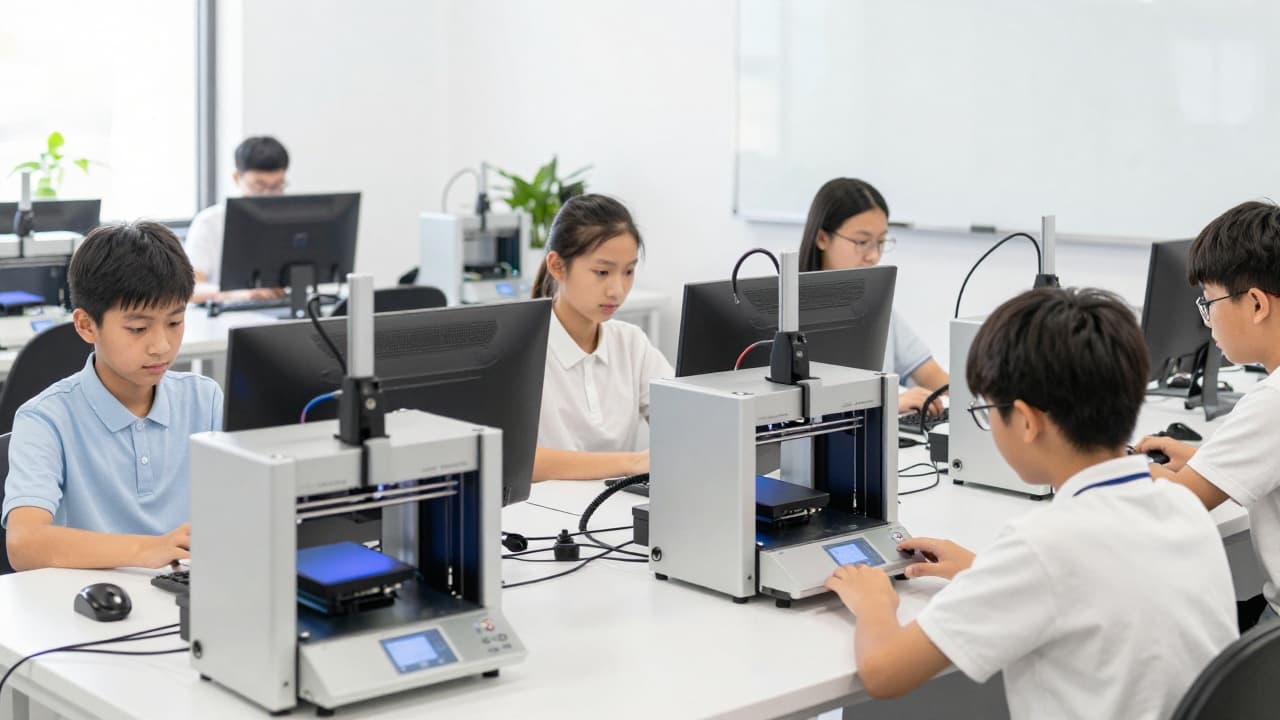 Učenici koriste 3D printer u modernoj učionici