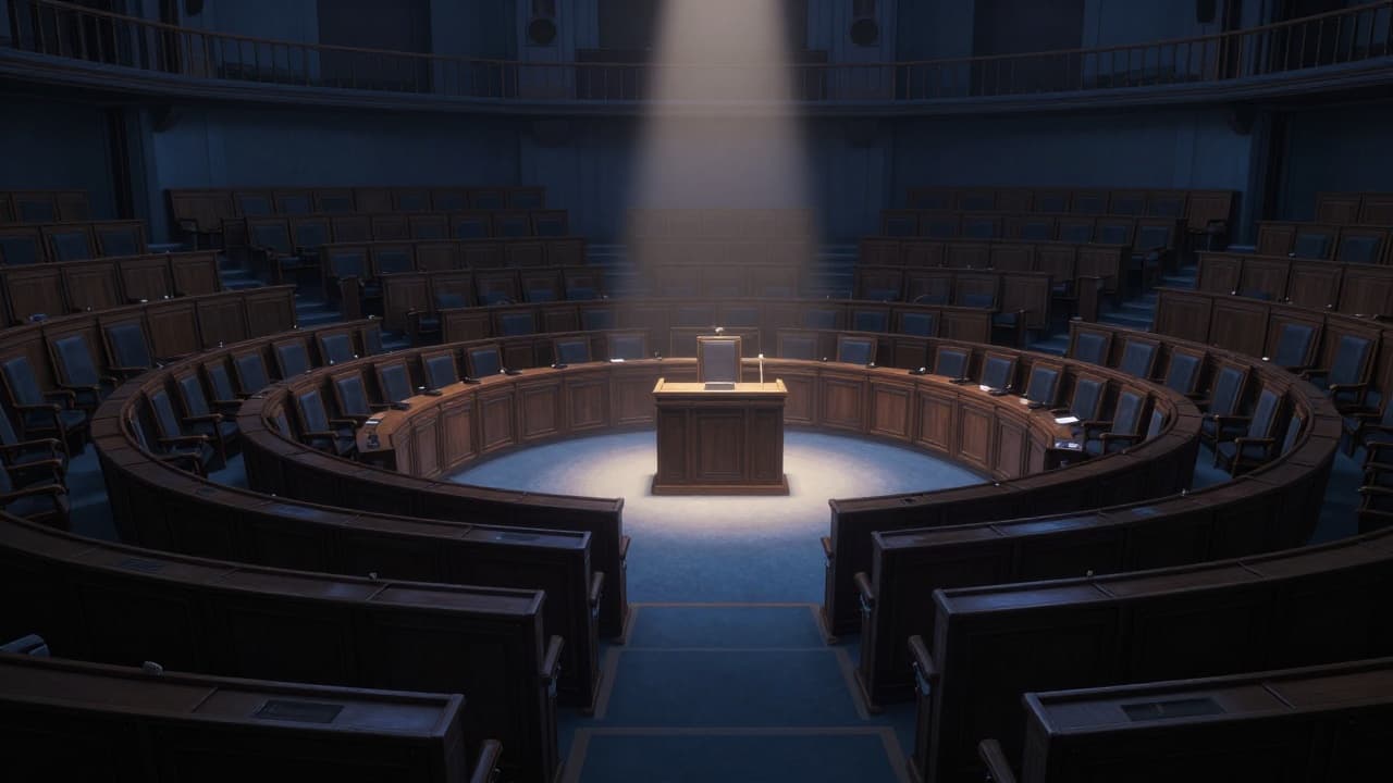 Empty tables in the Swedish parliament
