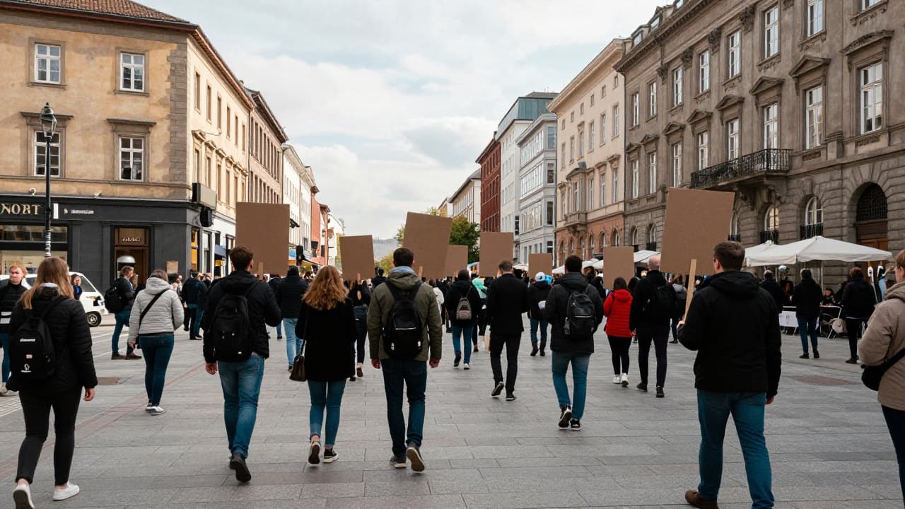 Prosvjednici s transparentima protiv nameta