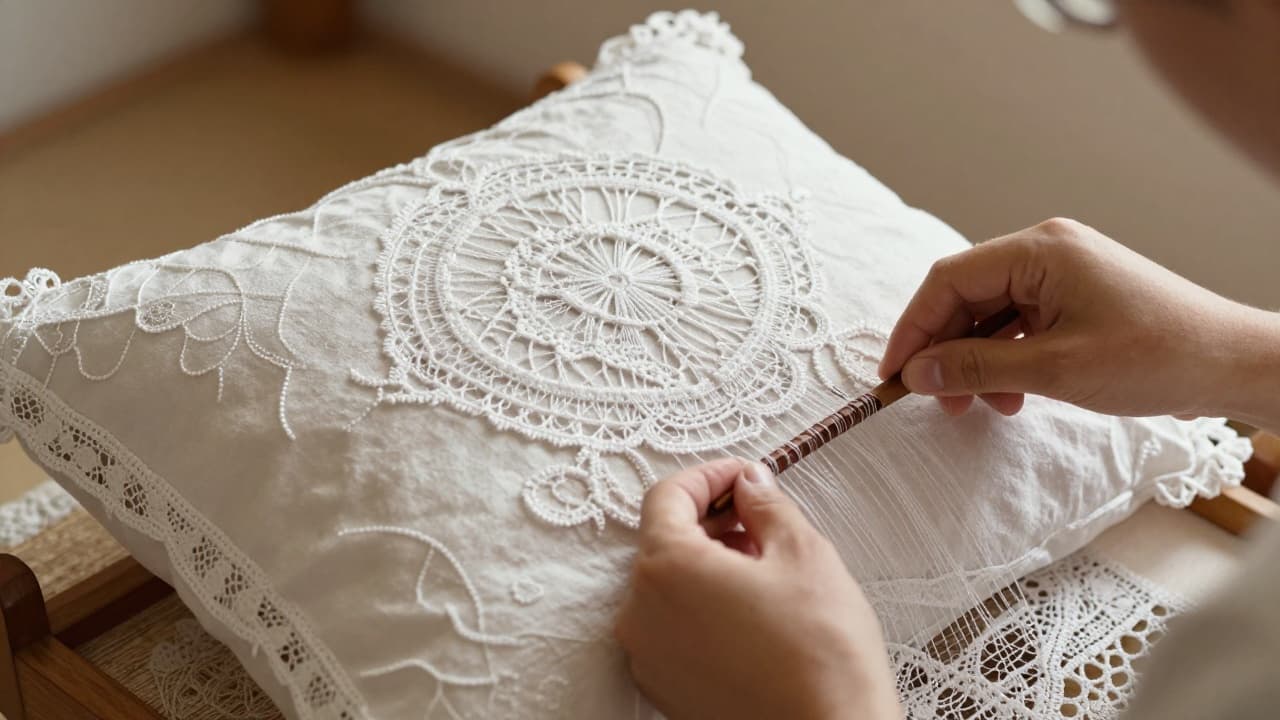 Detail of traditional lace-making