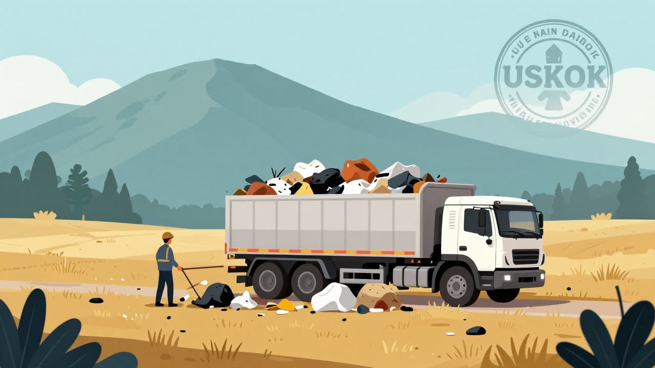 Dump truck on the field