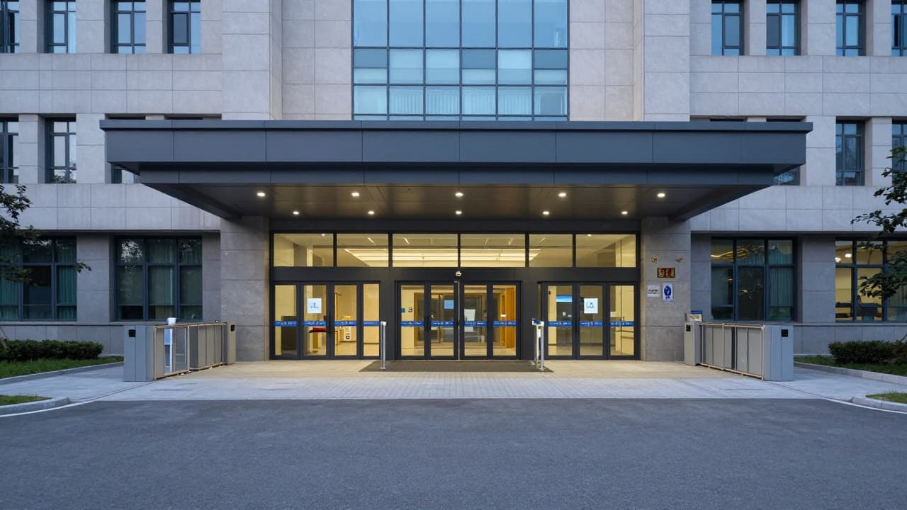Entrance to the modern hospital building