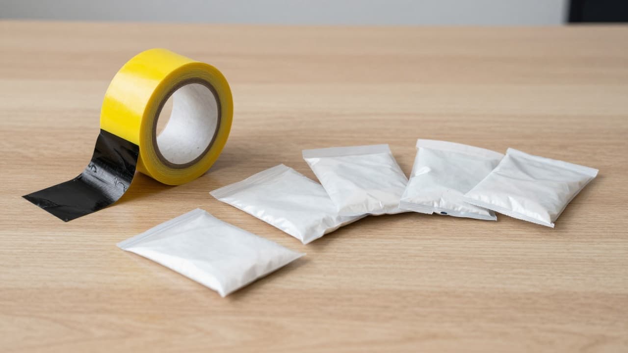 Police tape and seized drugs