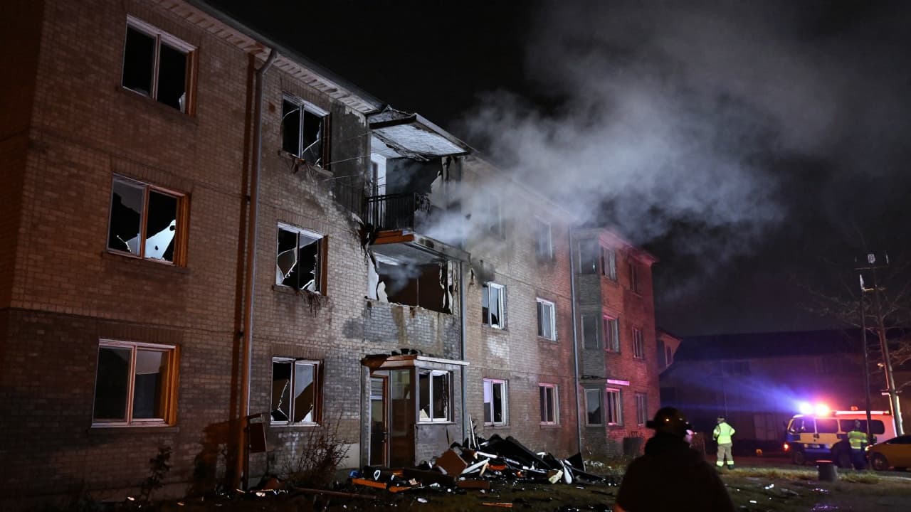 Building damaged in the attack