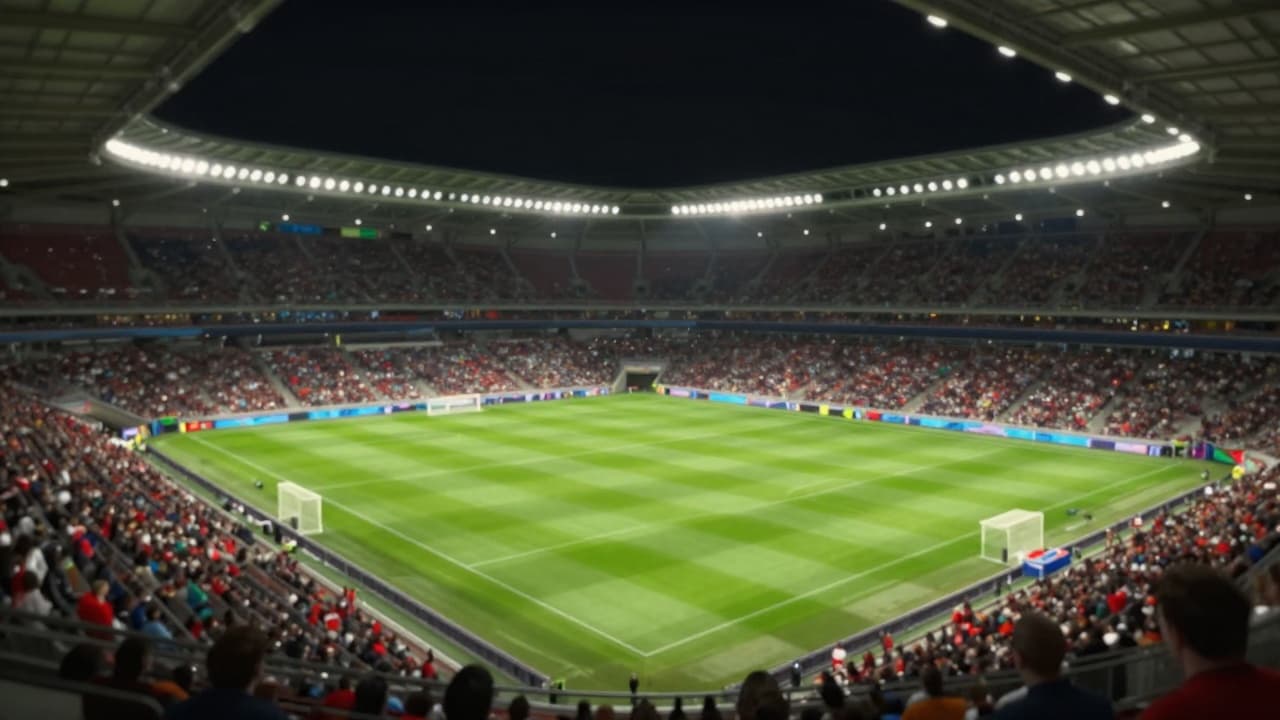 Prazan nogometni stadion pod reflektorima