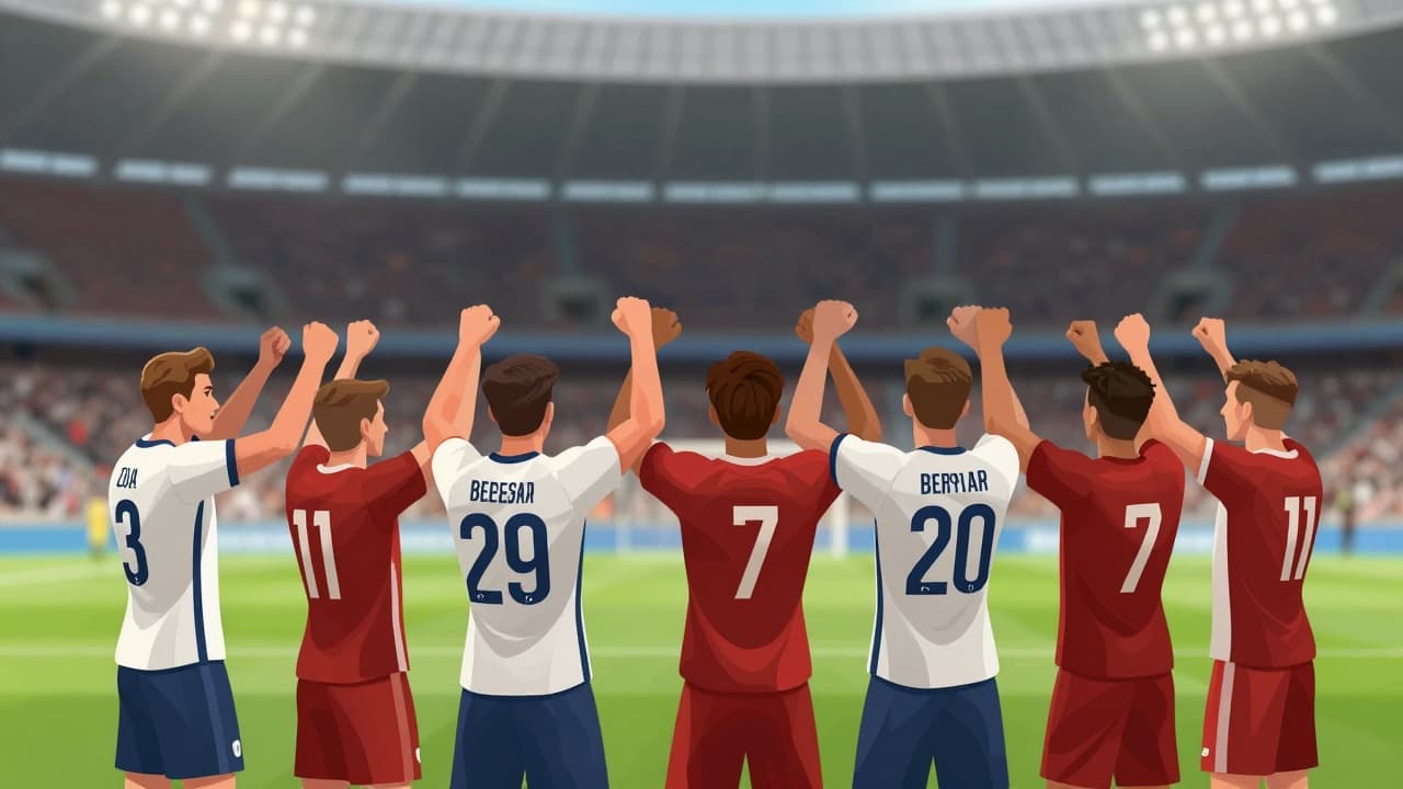 Players celebrate victory on the field
