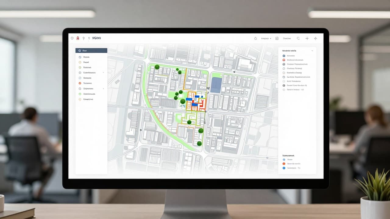 Digital representation of the urbanistic plan on a computer