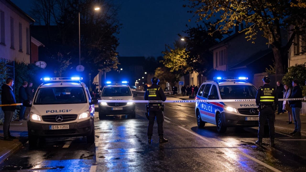 Policija na ograđenoj ulici noću
