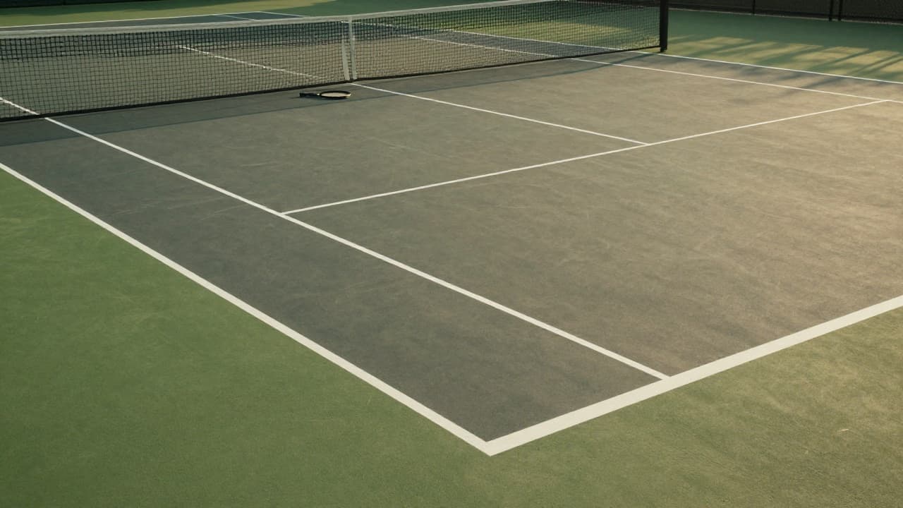 Empty tennis court during the golden hour