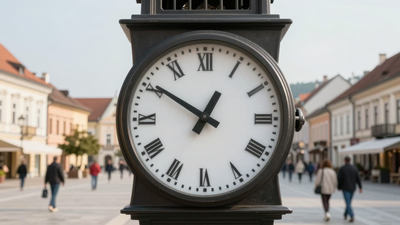 The city clock shows the wrong time