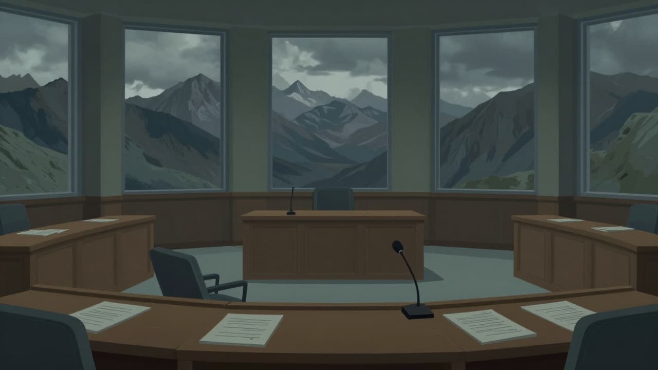 Empty government hall in anxiety
