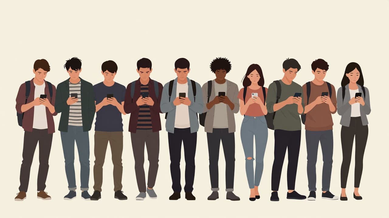 Mladi gledaju u mobitele