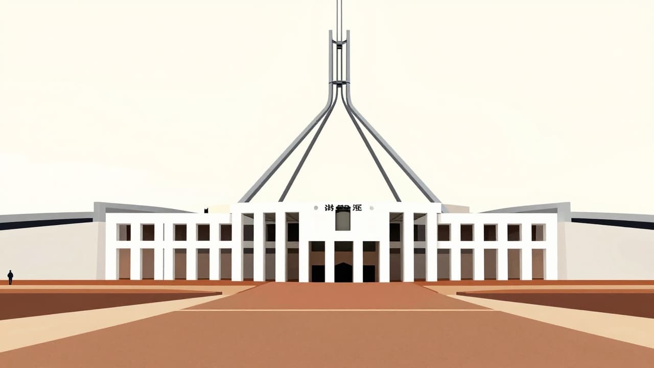 Outside the Australian parliament building