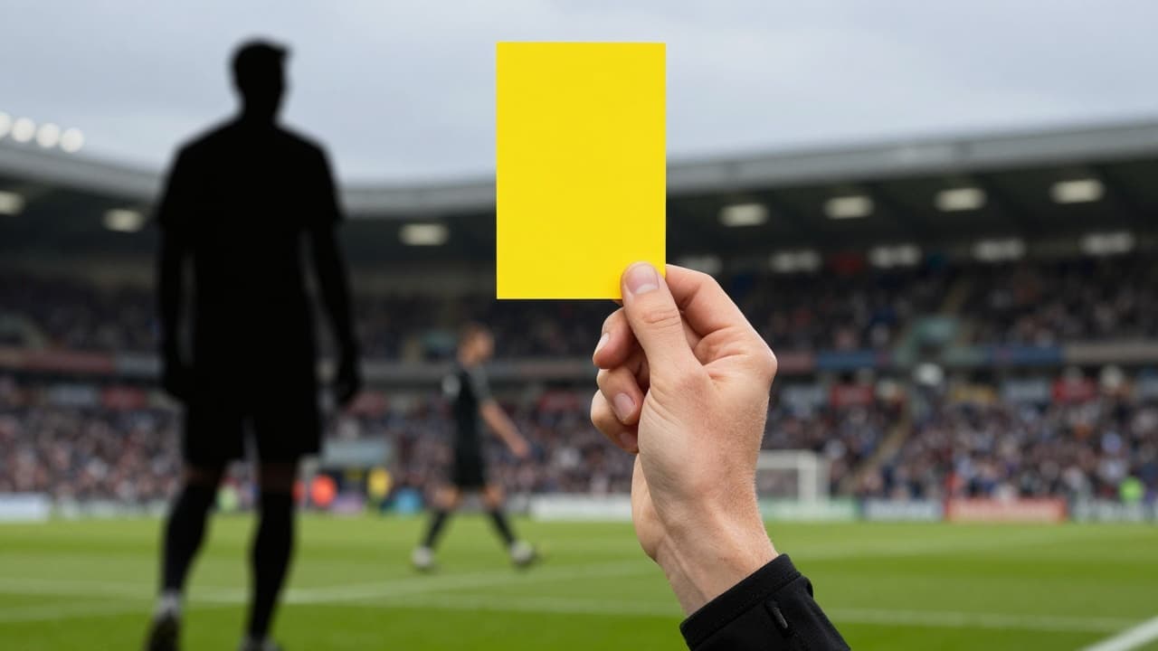 Referee raises a yellow card