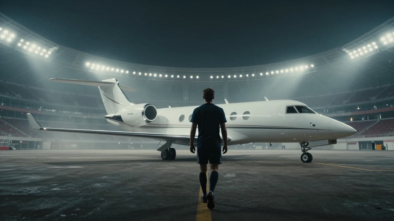 Ronaldo napušta teren, privatni zrakoplov u pozadini
