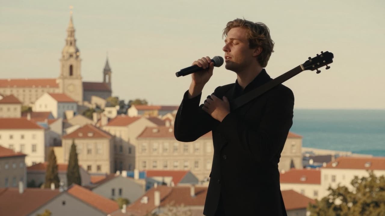 Silueta pjevača na pozadini grada