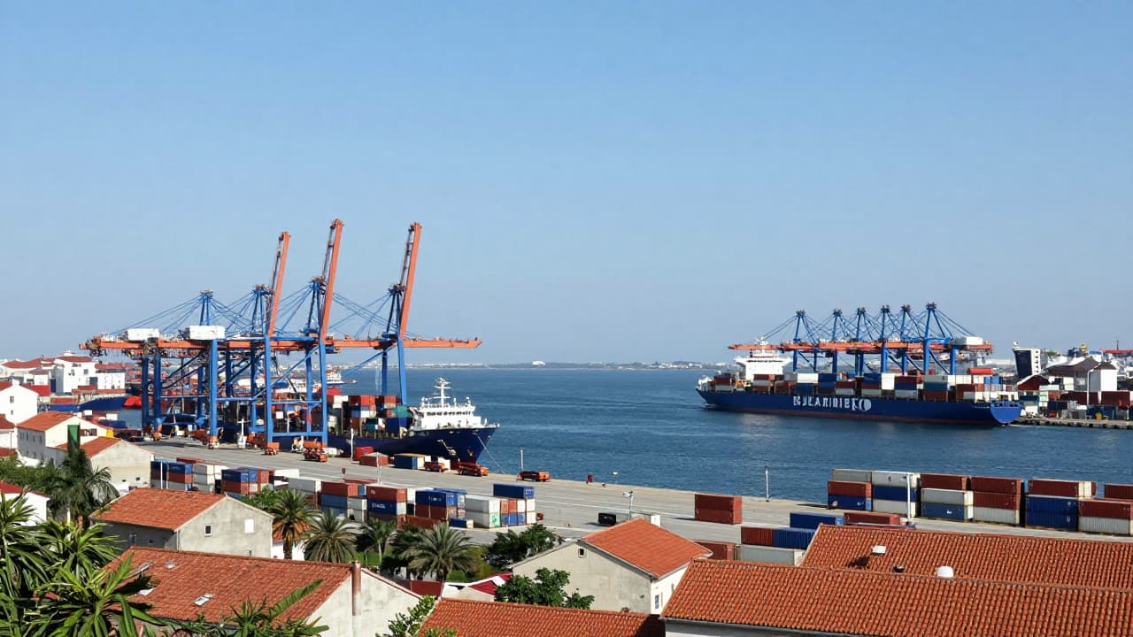 View of the port with containers