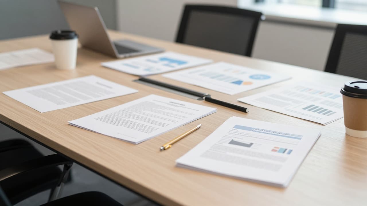 Desk with documents
