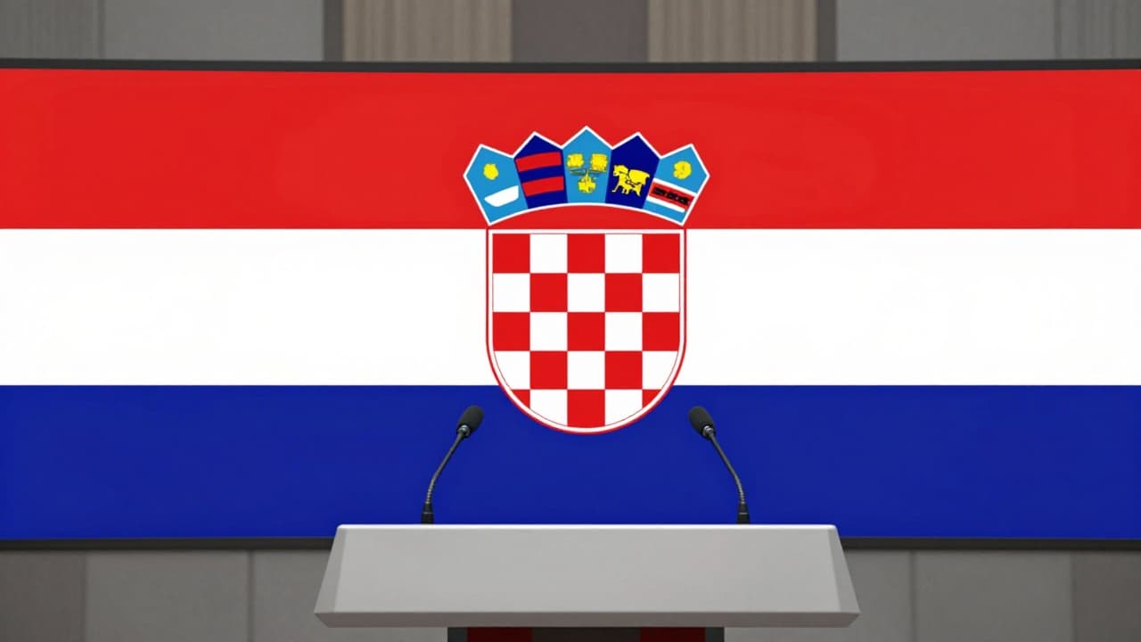 Prazno govornik s hrvatskom zastavom