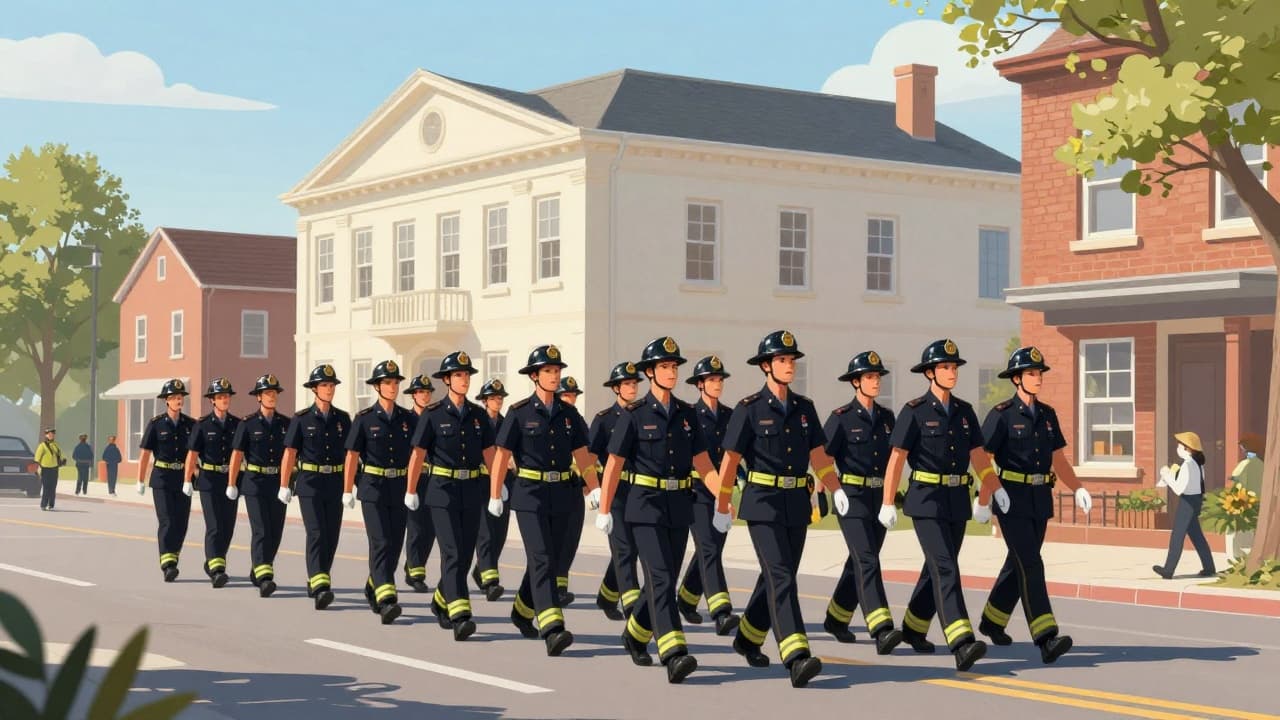 Firefighters in dress uniforms
