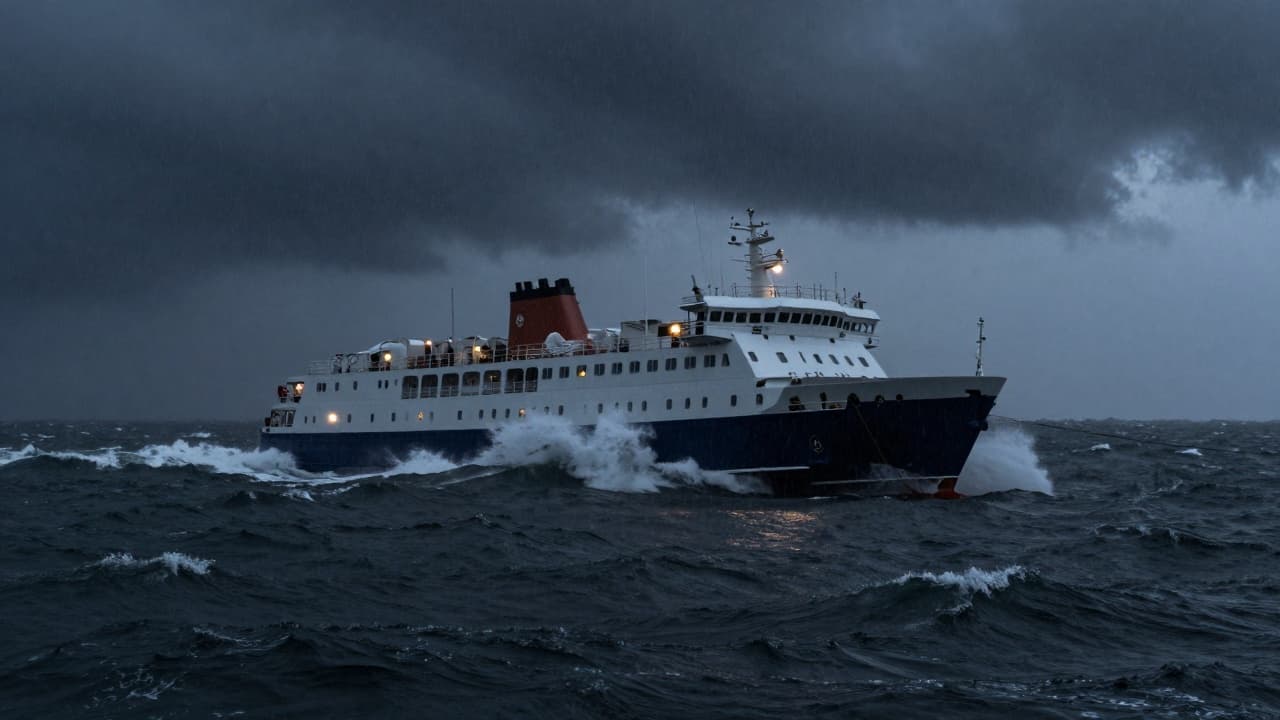 Ferry accident in stormy seas