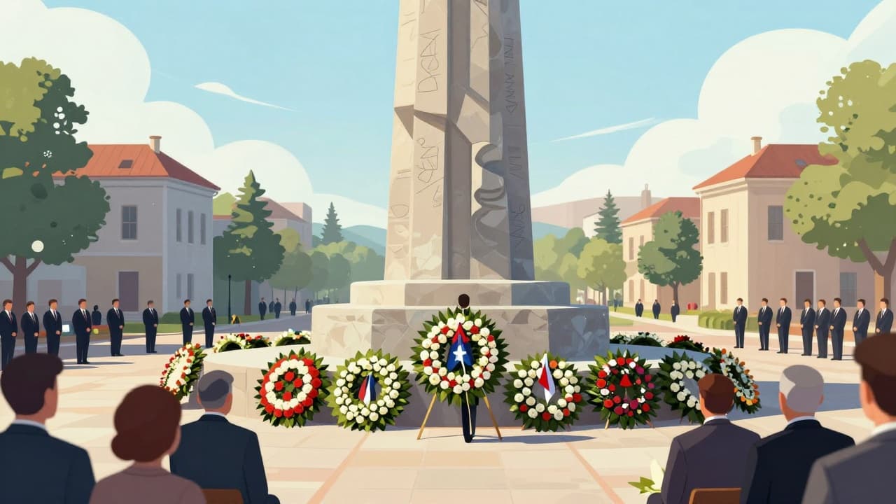 Polaganje vijenca ispred spomenika