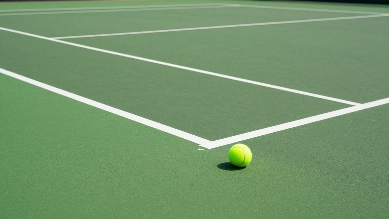 Tennis equipment on a green surface