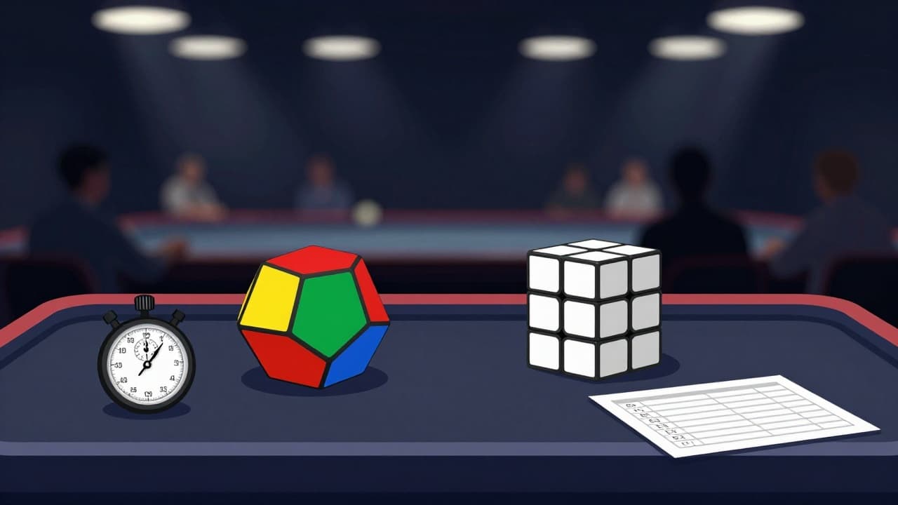 Megaminx and standard cube on the table