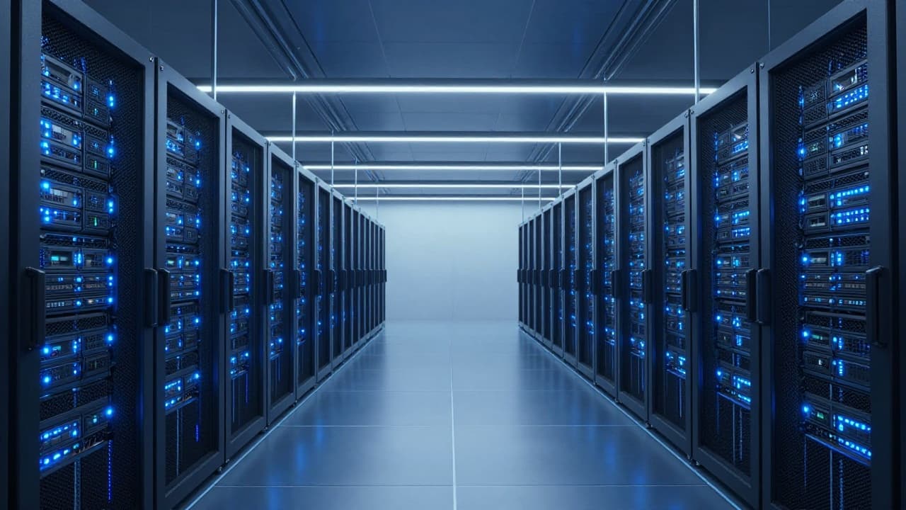 Futuristički serveri s plavim svjetlima