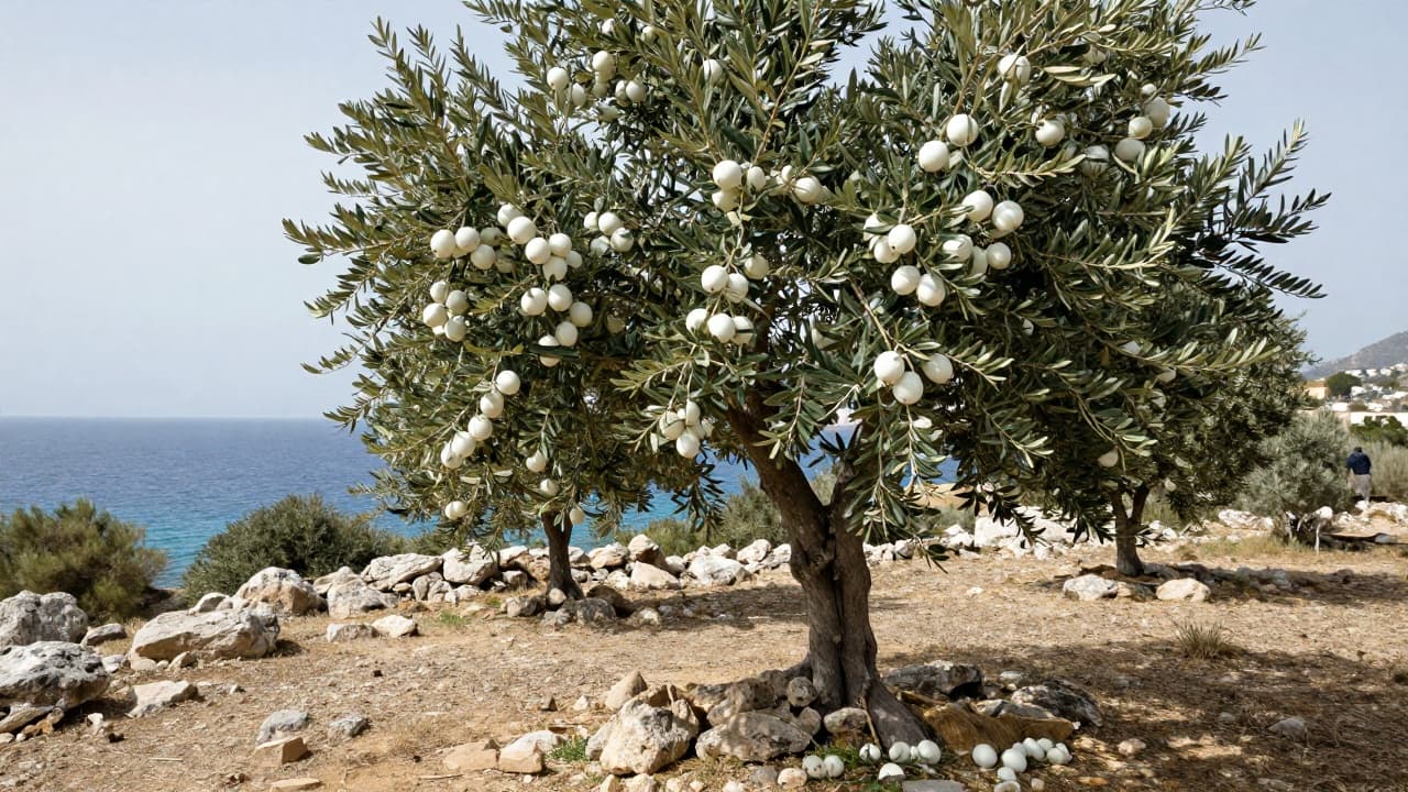 Maslina s bijelim plodovima na mediteranskoj obali