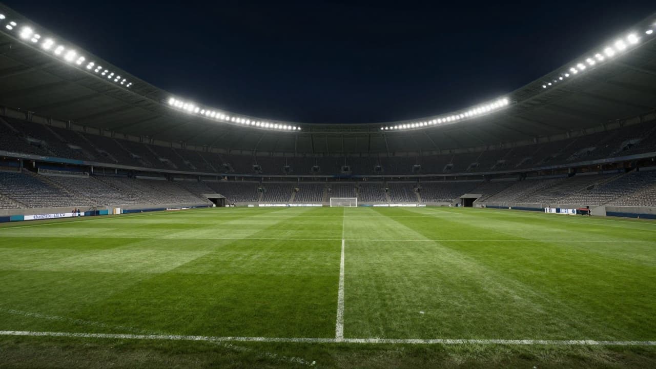 Empty stadium under the floodlights