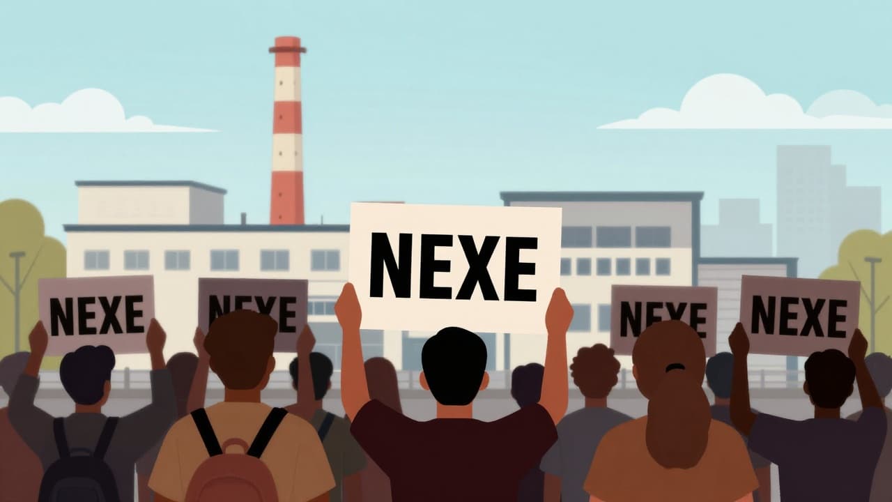 Protest in front of the industrial building