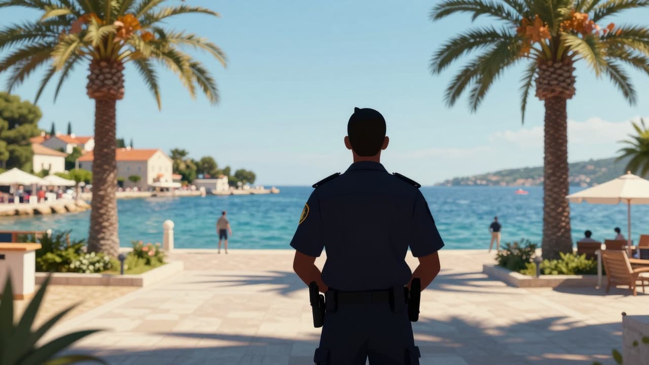 Policajac ispred hotela u Istarskoj županiji