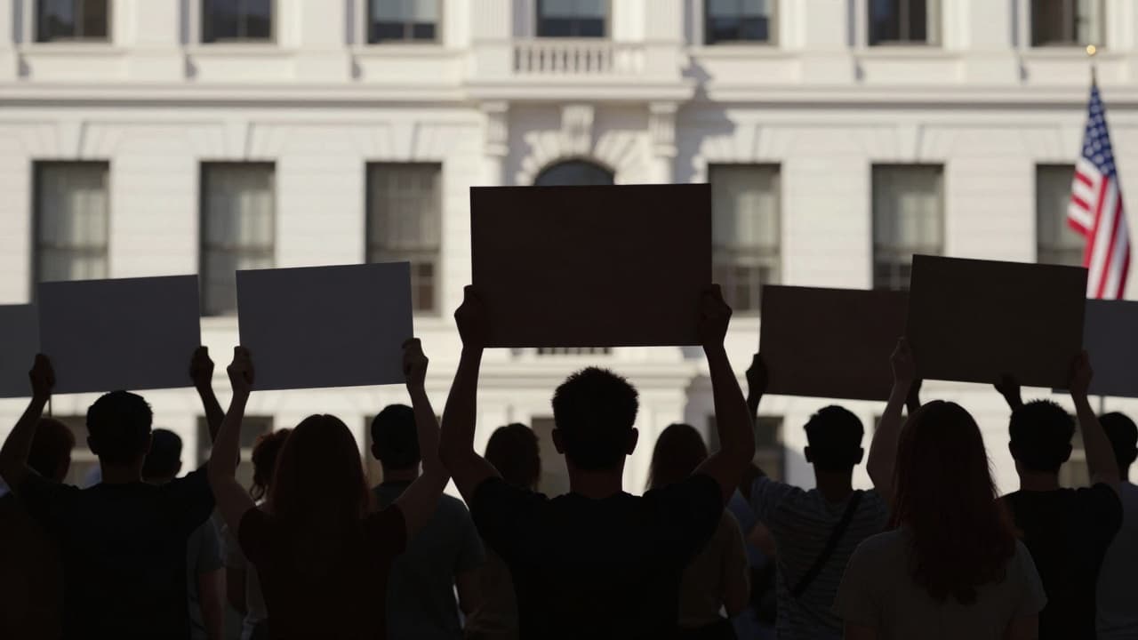 Protesters in front of the White House