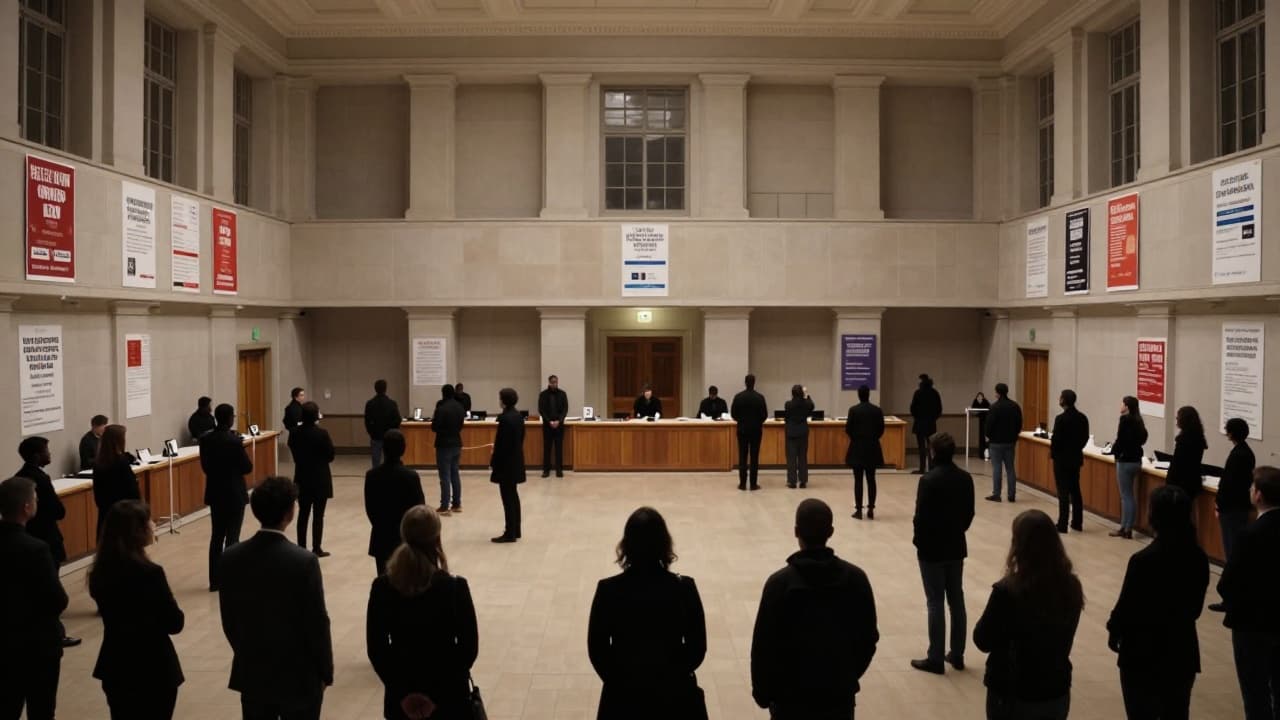 Anonymous silhouettes in the council chamber